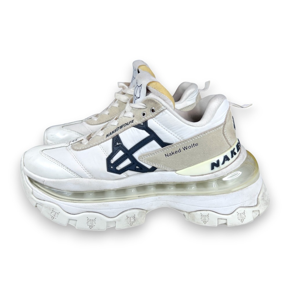 Naked Wolfe Platform Sneakers White Cream Chunky Trainer Shoe Style Fighter US 9